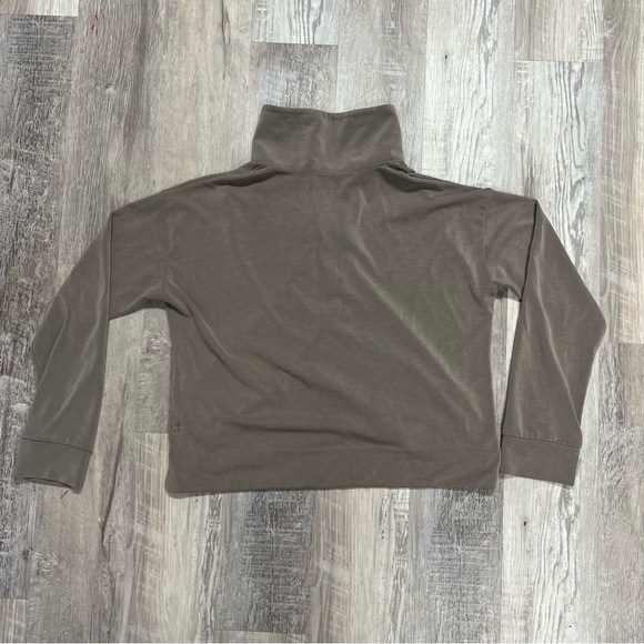 Athleta Women's M Taupe Brown Seasoft Quarter Zip Mock Neck - Picture 3 of 8